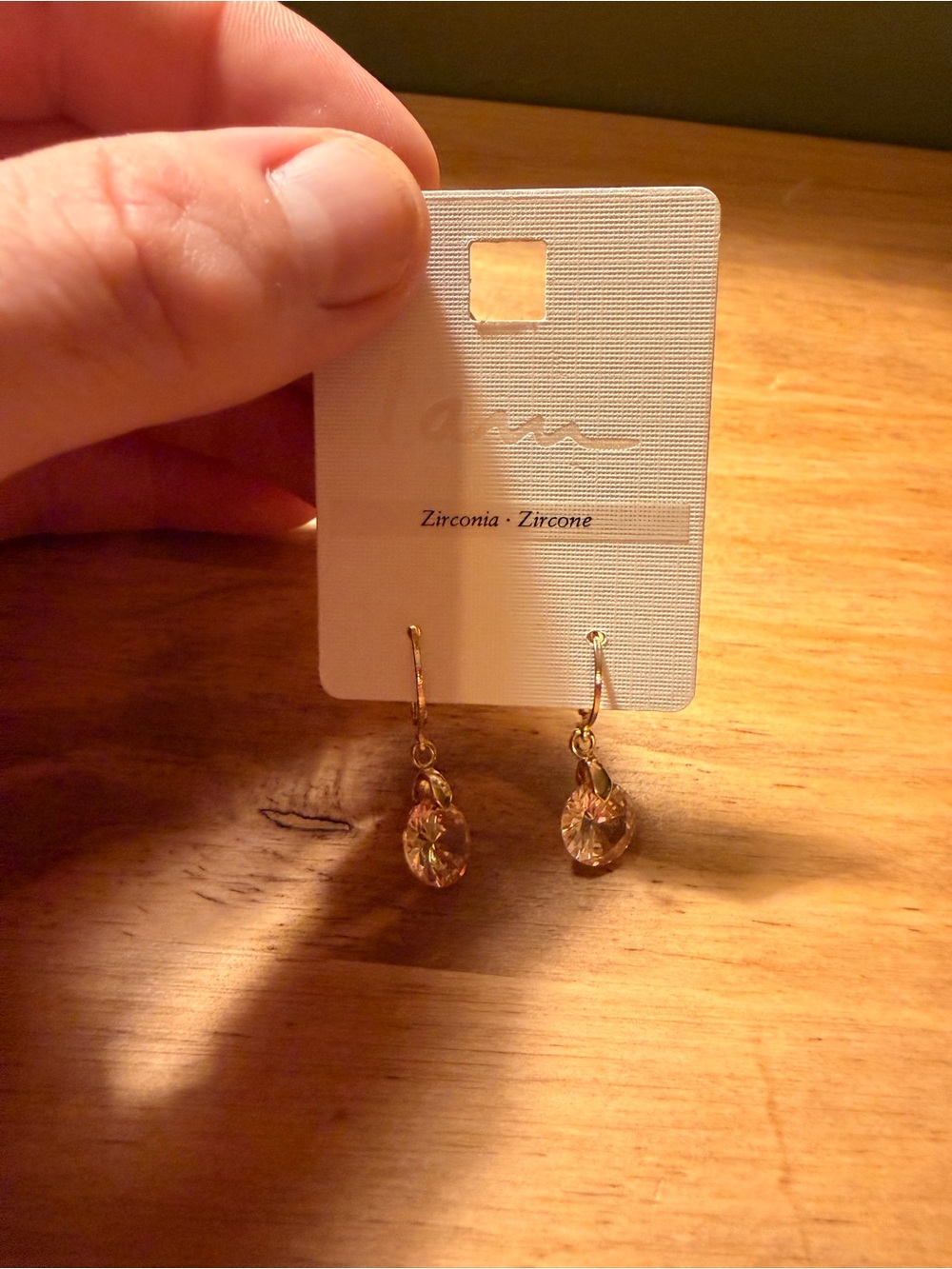 Earrings with Champagne Crystal - Picture 2 of 3